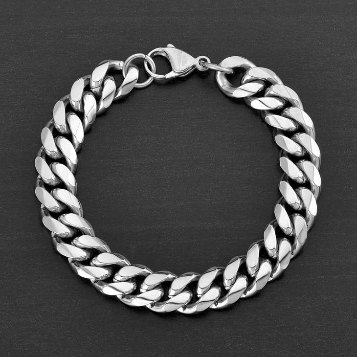 8mm Gold-Tone Stainless Steel Curb Chain Bracelet, In stock!