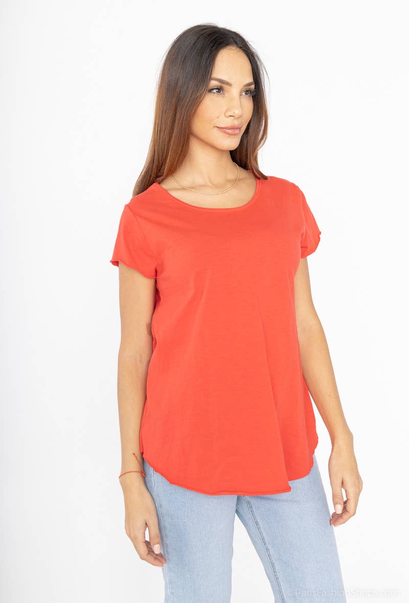 LINEN & COTTON HOUSE – Engroshandel T-shirt – til kvinder – Bomuld t-shirt med rund hals, basis 811719