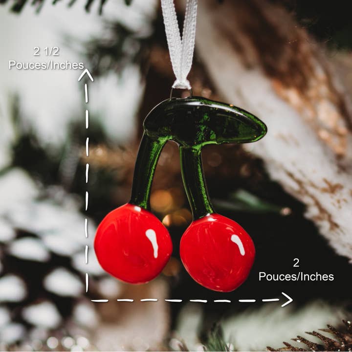 Station pôle Nord inc. - Wholesale Ornament - Boule de verre Cerises rouges1