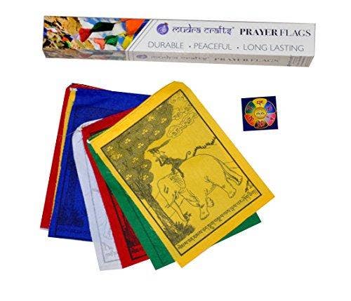 Mandala Crafts - Wholesale Banner - Tibetan Prayer Flag, Himalayan Lungta Windhorse Hanging Banner on a String for Decoration; by Mudra Crafts11