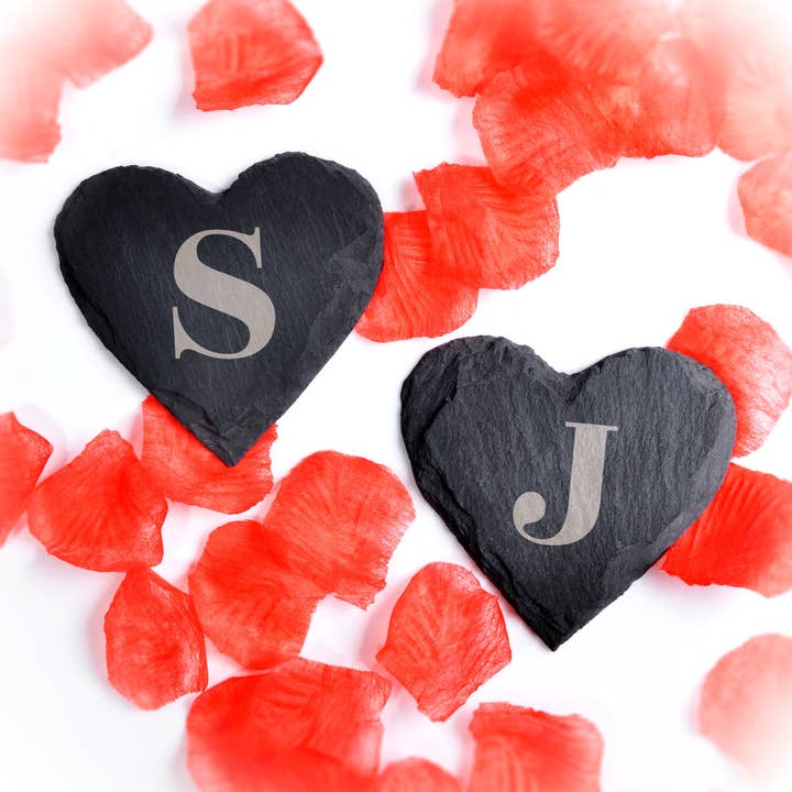 Par de Corações de Ardósia Rústicos Personalizados por atacado de The House nameplate company