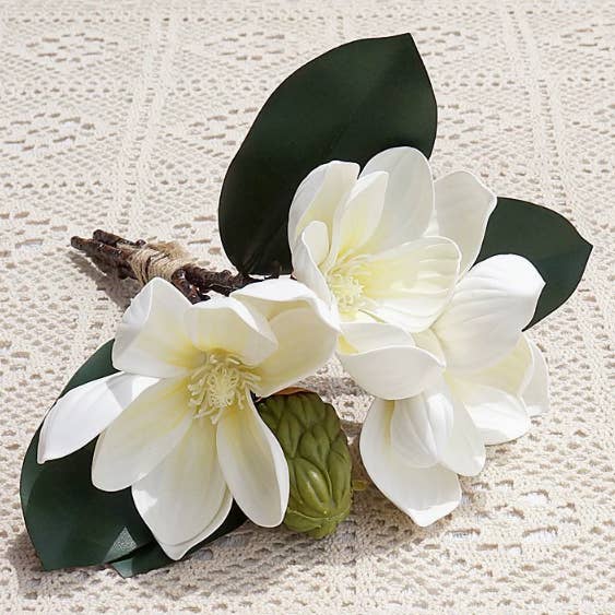 Sweet Home Deco - Wholesale Artificial flowers - 11''T Nature Touch Faux Magnolia Flower Bouquet1