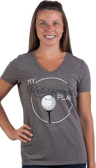 Grey Frost My (Golf) Retirement Plan | Funny Women's Golfing Golfer V-Neck T-Shirt for Retired for wholesale on Faire0