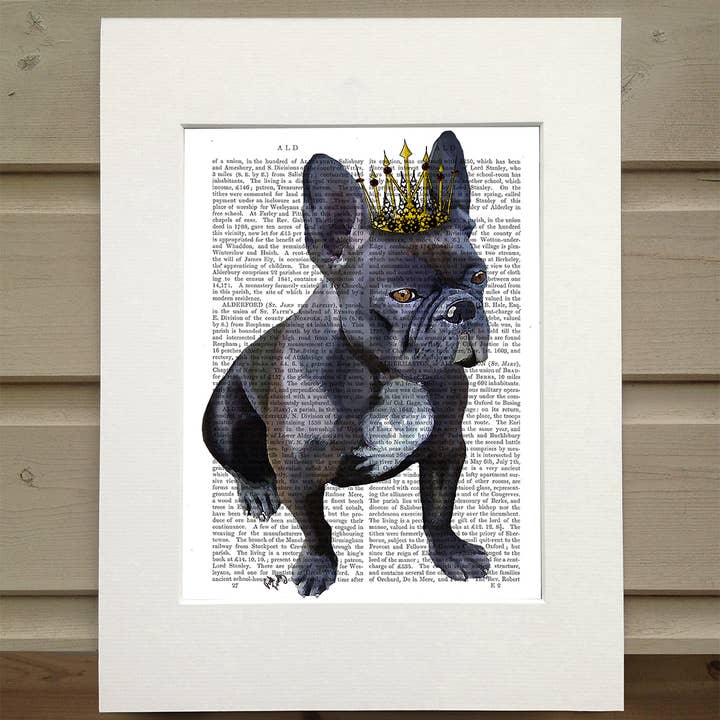 FabFunky Ltd - Wholesale Art Print - French Bulldog King, dog book print / Art Print / Wall Art