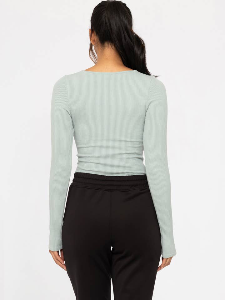 Mono B – wholesale Knit top – Women's – Seamless Ribbed Long Sleeve Top2