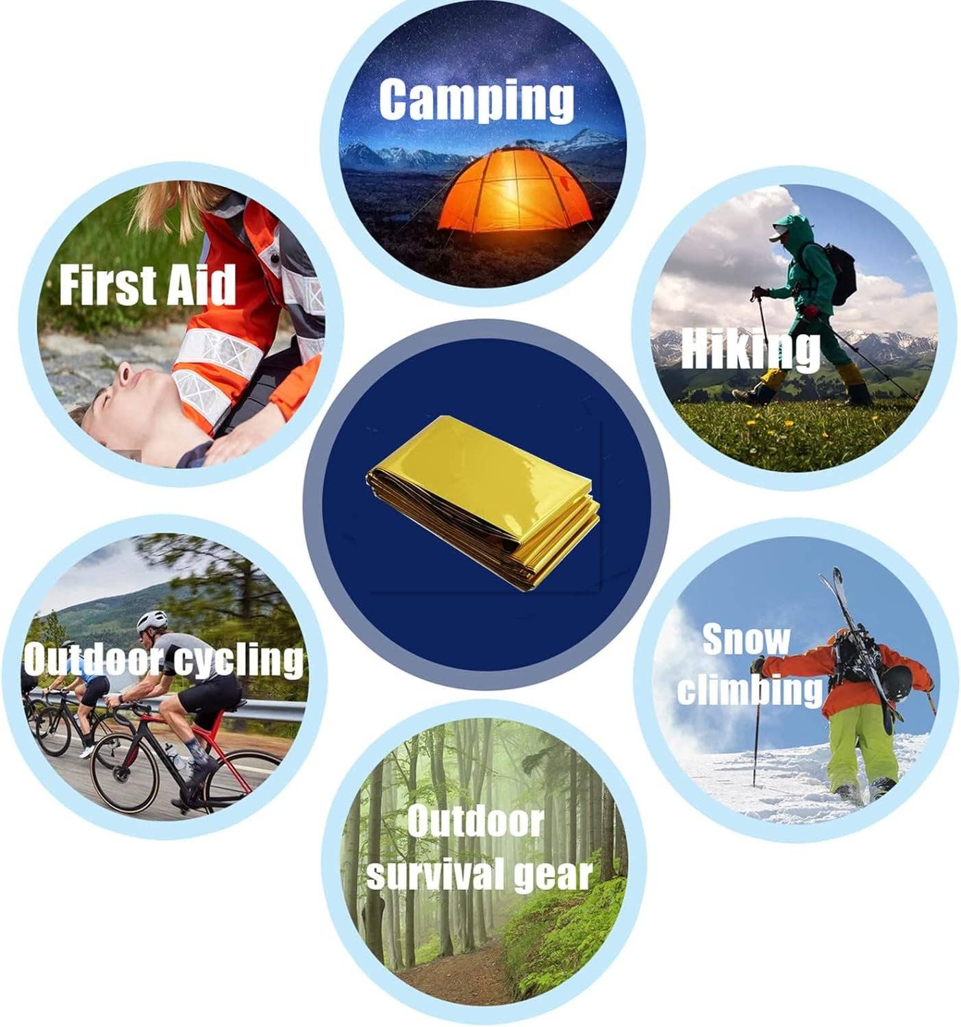 VIGOR - Wholesale First Aid Kit - Thermal Blankets, Silver Gold Foil Survival Blanket Space2