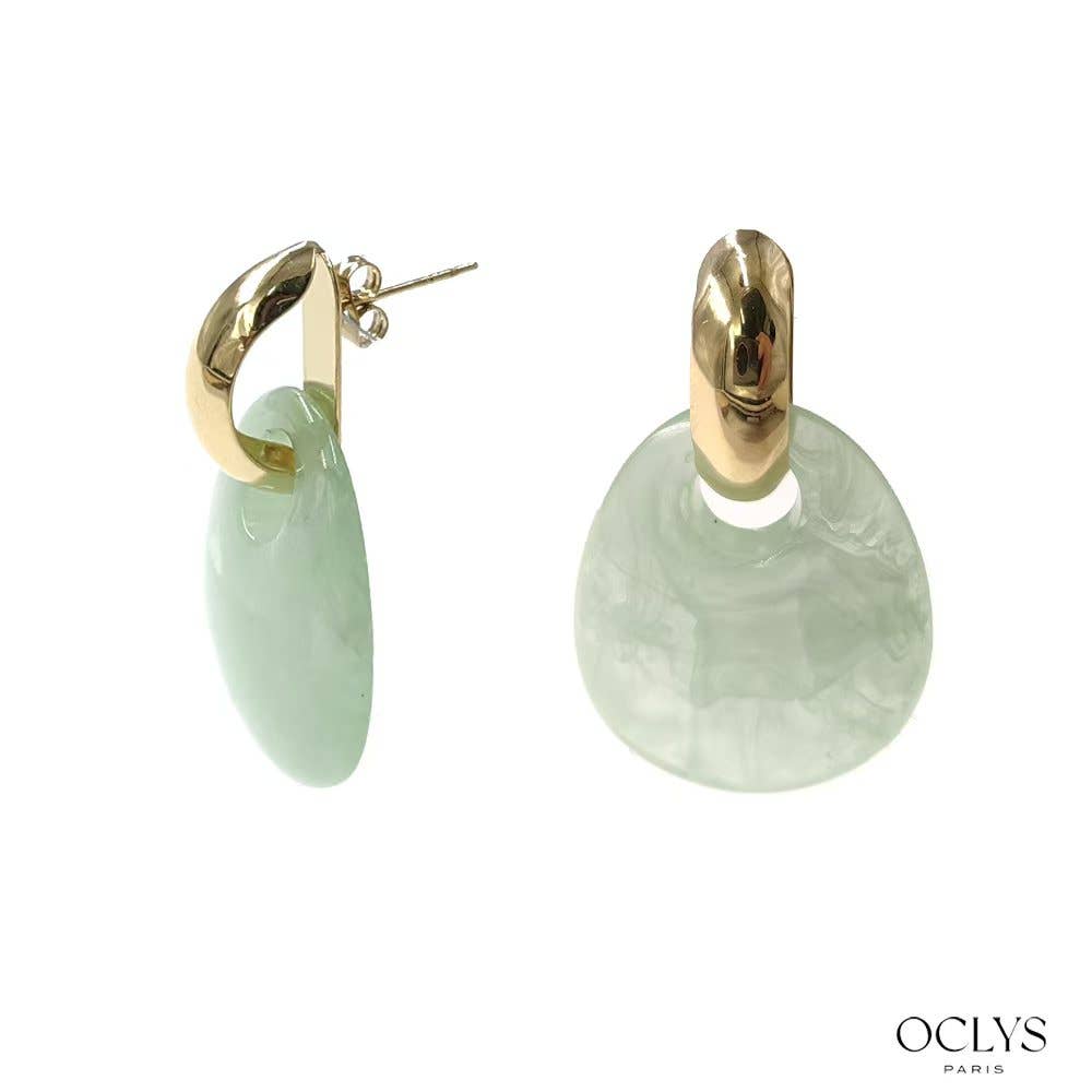 Oclys - Wholesale Dangle Earrings - Resin earrings with gold stainless steel Paola4