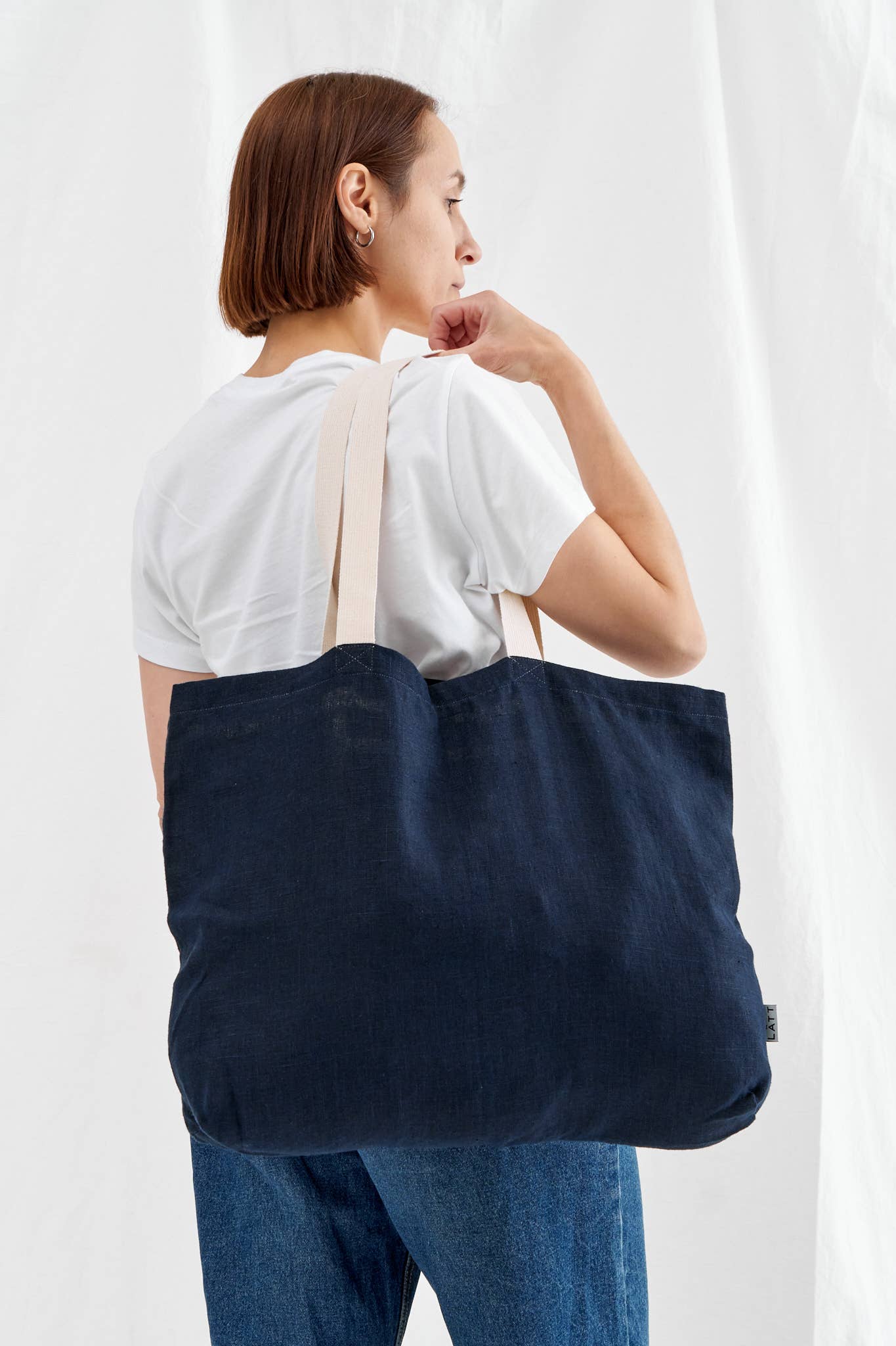 LATT - Wholesale Tote Bag - Unisex - Natural linen tote bag with pocket, large linen beach bag16
