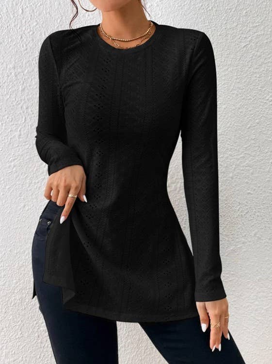 HIDDENBRAND - Wholesale Knit Top - Women's - Solid color jacquard fashion casual undershirt10