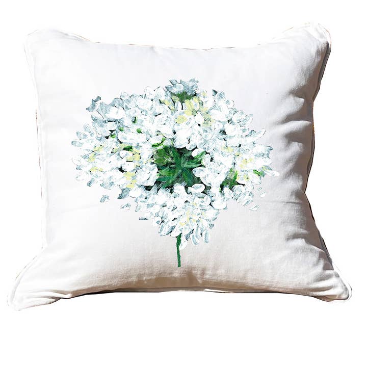 Almohada blanca con ribetes, hortensia blanca para venta al por mayor de Knollwood Lane