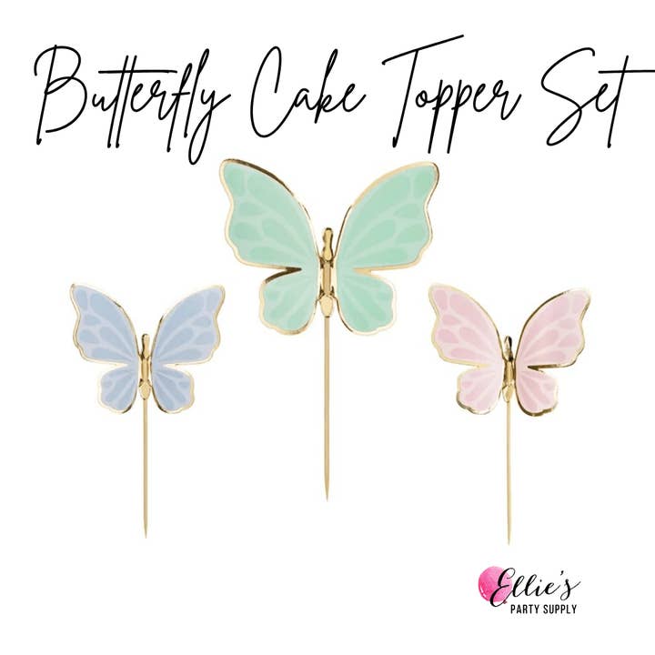 Butterfly Cake Toppers Mixed Colors (9 x 6.5 cm) for wholesale by Ellie's Party Supply