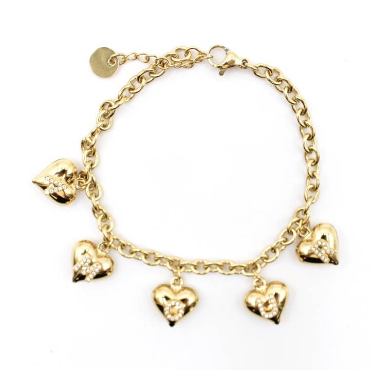 Pulsera de acero con colgantes corazón AMOR para venta al por mayor de Reference Mode