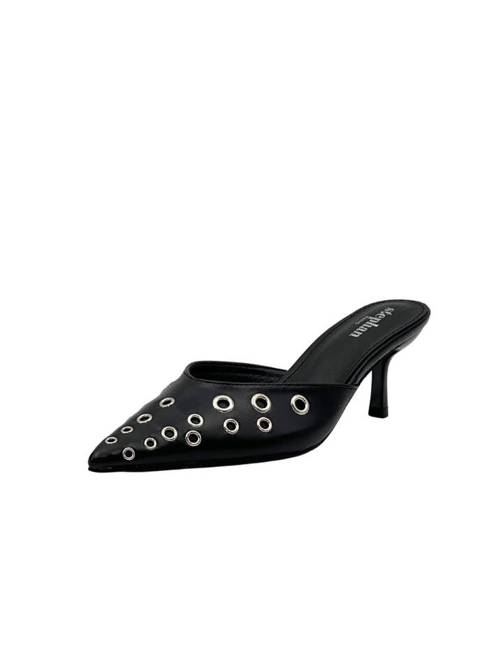 Stephan Paris - Wholesale High Heels - Women's - Pointed Mules with Metal Eyelets P-142310