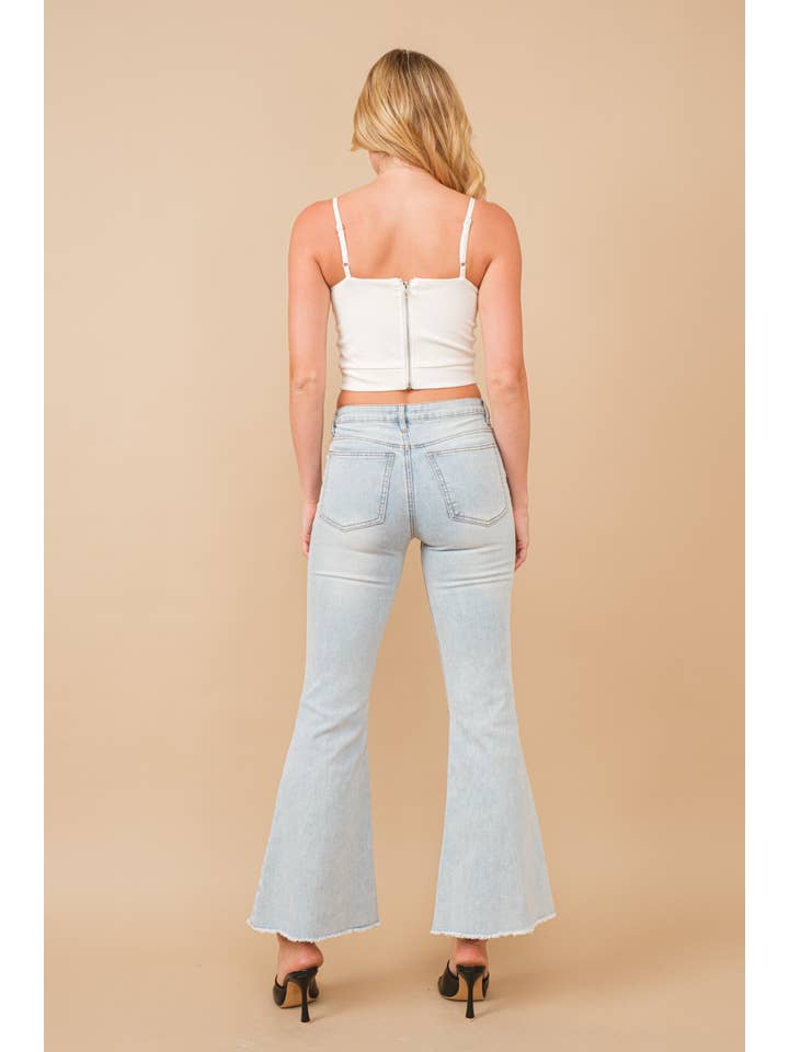 LIGHT WASH 80004P - Rhinestone Embellishment Detail Sequin Denim Jeans for wholesale on Faire9