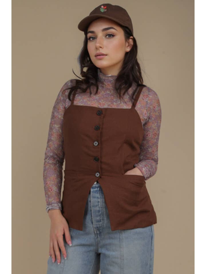 VERY J - Wholesale Button Down Shirt - Women's - NJ90371-Button Down Solid Woven Top