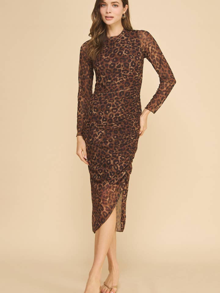 ISD1267 Vinterdyreprint Kjole Leopard for engroshandel hos If She Loves