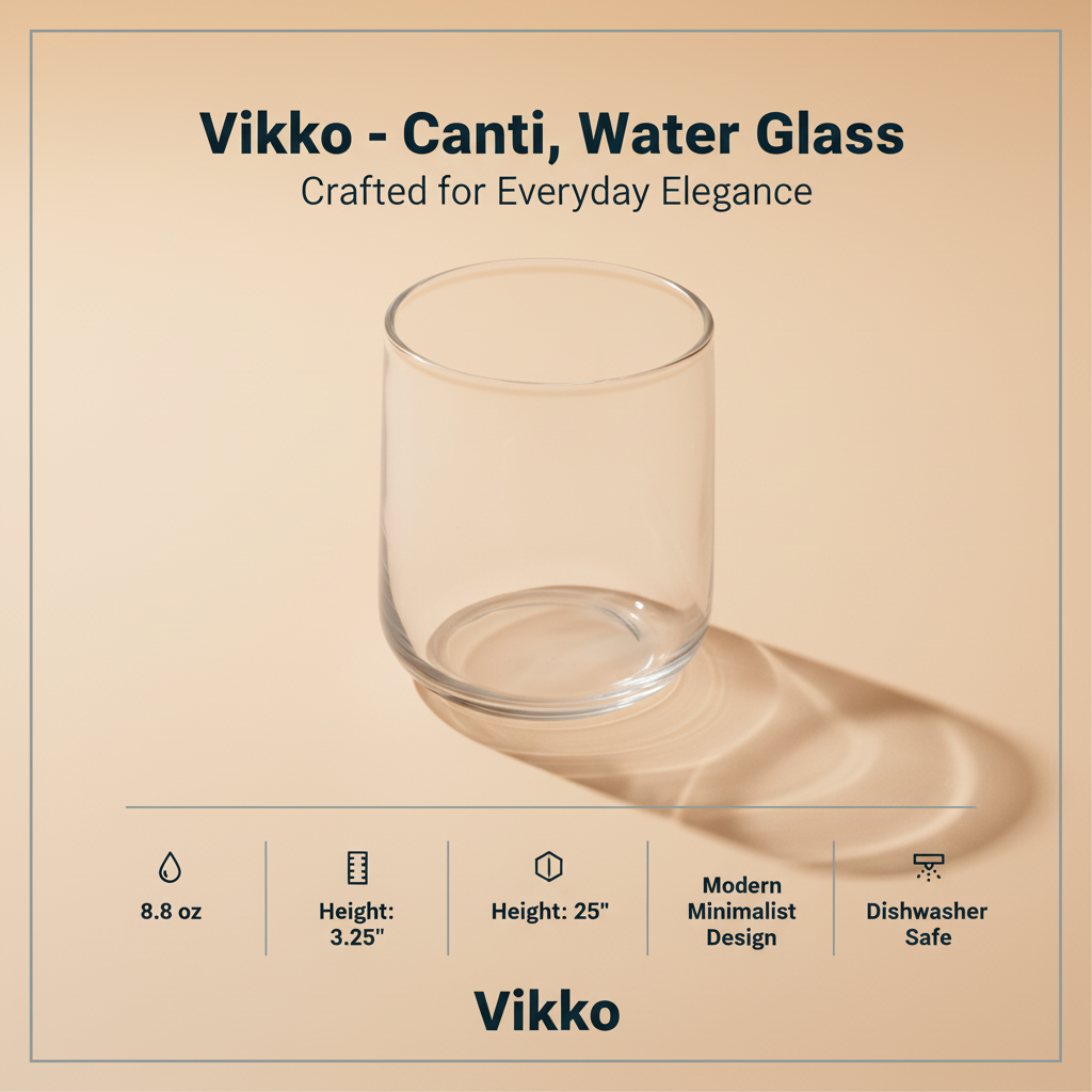 Kadra Kitchenware - Wholesale Drinking Glass/Cup - Vikko - Canti, Water Glass, 8.8 oz3