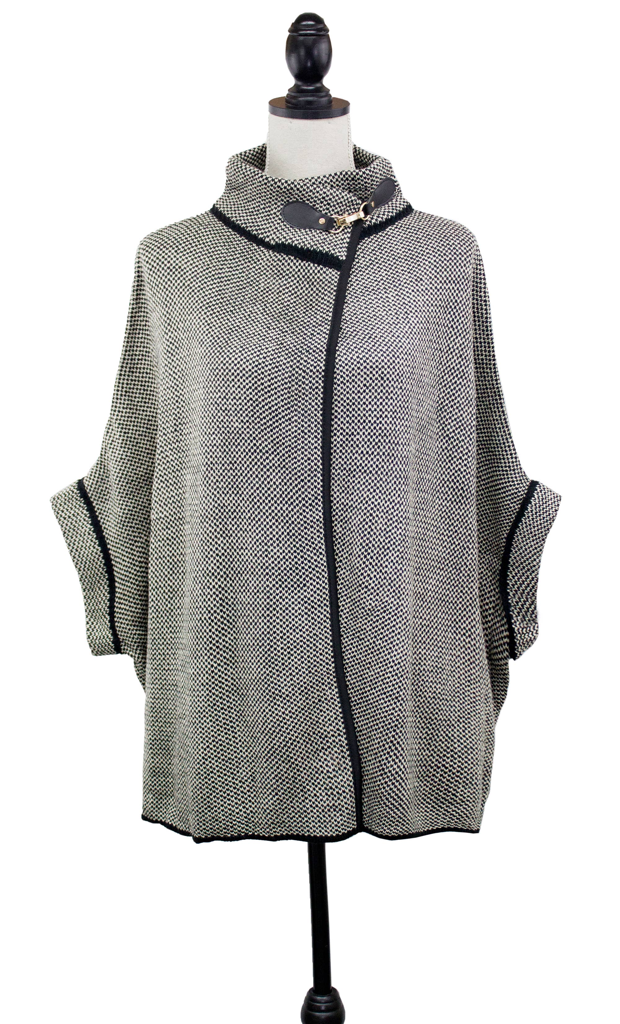 Fennco Styles - Wholesale Poncho - Women's - Knit Buckle Poncho Cape Cardigan13