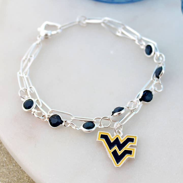 Seasons Jewelry - Wholesale Charm/Dangle Bracelet - West Virginia Paperclip Chain & Enamel Logo Bracelet0