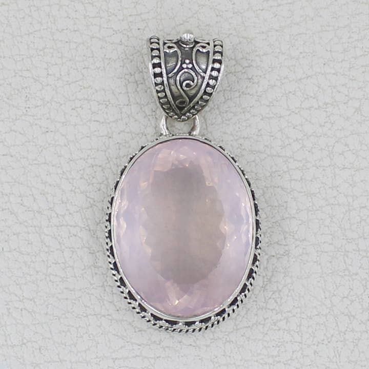 PINK Stunning Rose Quartz Silver Pendant for wholesale by Silvex Jewelry