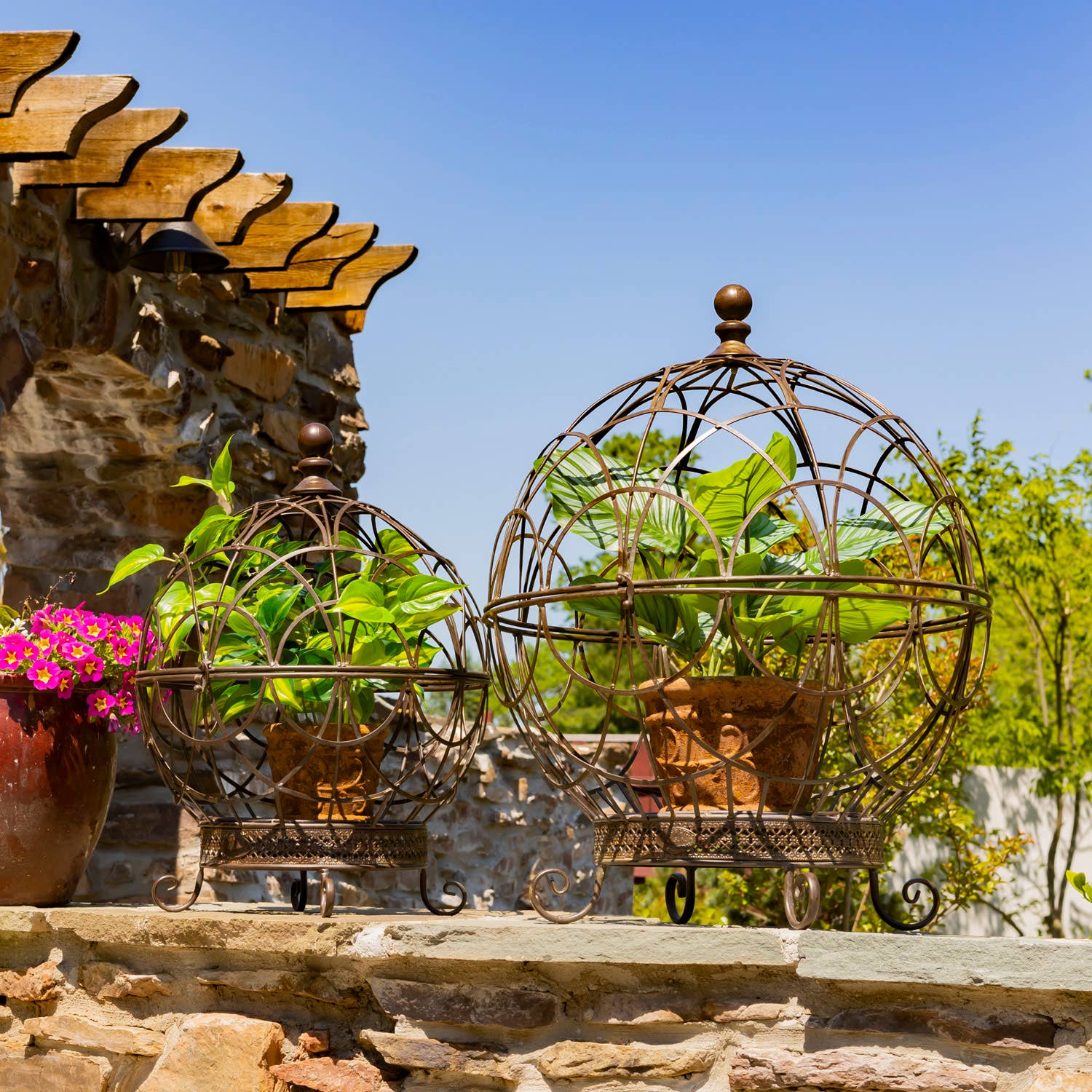 Zaer Ltd. International - Wholesale Plant Pot Stand - Iron Globe Plant Stands- 2 Sizes- 3 Color Options3