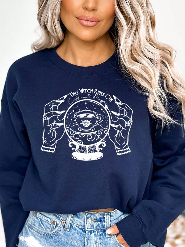 Halloween Witch Runs on Coffee Magic Sweatshirt 375224 for wholesale by Cali Boutique Wholesale