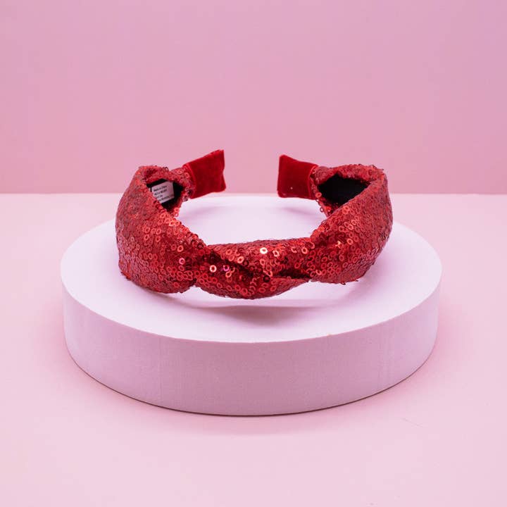 Frog Sac - Wholesale Fashion Headband - Kids - Sequin Knot Headband - Valentine's, Christmas, St. Patrick's