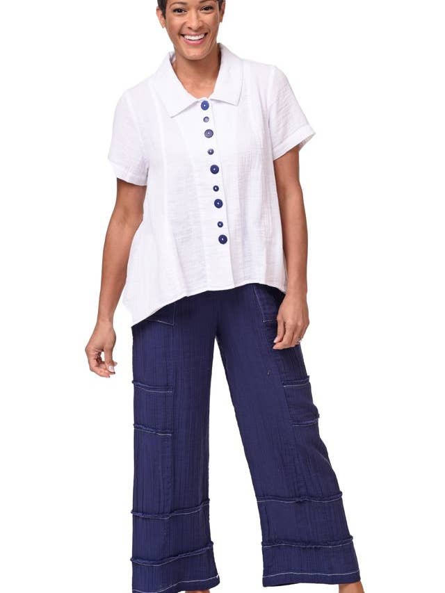 VCG651 Haut Moira en Blanc Marine* pour la vente par Tulip Clothing