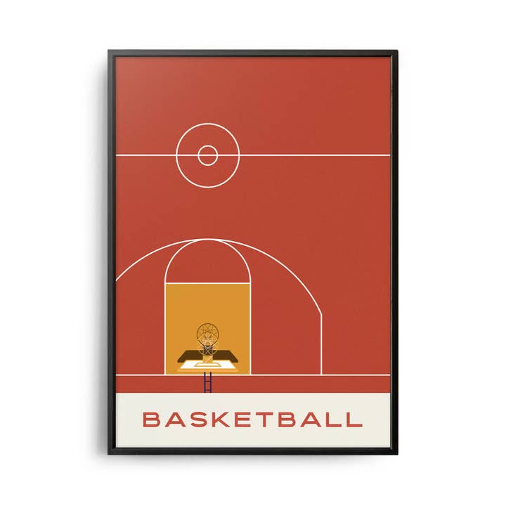 Pôster de Basquetebol Moderno de Meados do Século por atacado de Weekend Concept