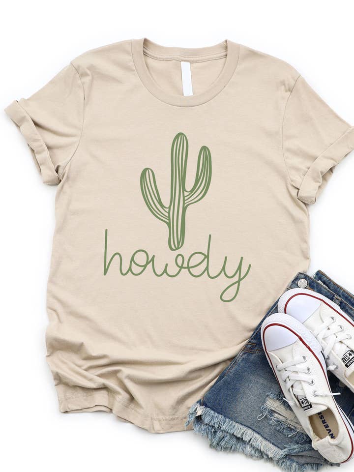 Tickled Teal - Wholesale T-Shirt (Graphic) - Women's - Howdy Cactus Graphic Tee1