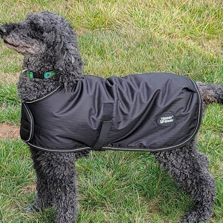 Yapper Wrapper Easy Wrap Dog Coat Black for wholesale by Yapper Wrapper