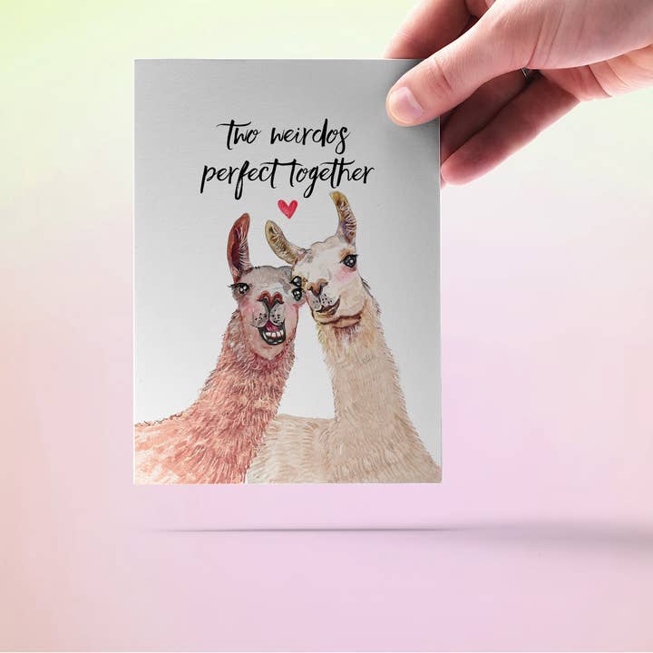 Liyana Studio - Wholesale Wedding Card - Two Weirdo Llamas Couple - Funny Wedding Anniversary Card2