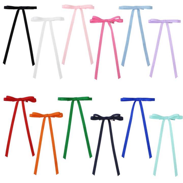 3/8" GROSGRAIN LAYERED TAIL BOW ON ALLIGATOR CLIP for wholesale by Beyond Creations, LLC