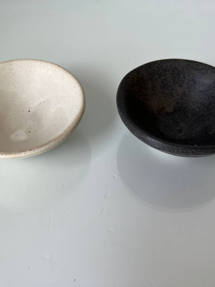 Saucer / Bowl - Black or Cream 3.5" Dish for Mini kokedama for wholesale by White Stable Farms