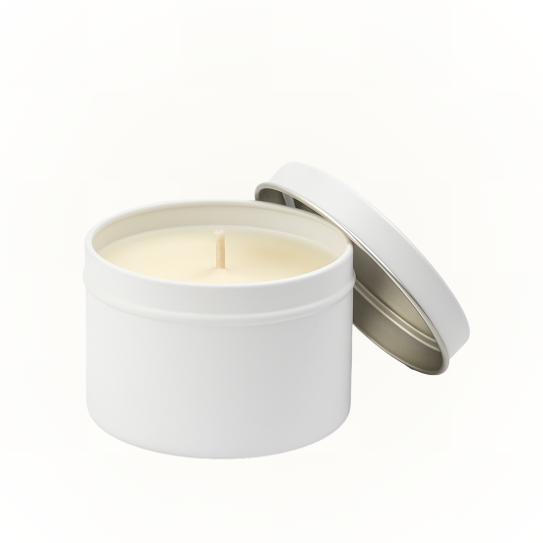 CEDARGRIS PRIVATE LABEL - Wholesale Travel Candles - 100g Private Label Tin Candle - White0