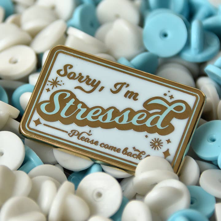 "Sorry, I'm Stressed!" Hard Enamel Pin for wholesale by The Franki Hanke