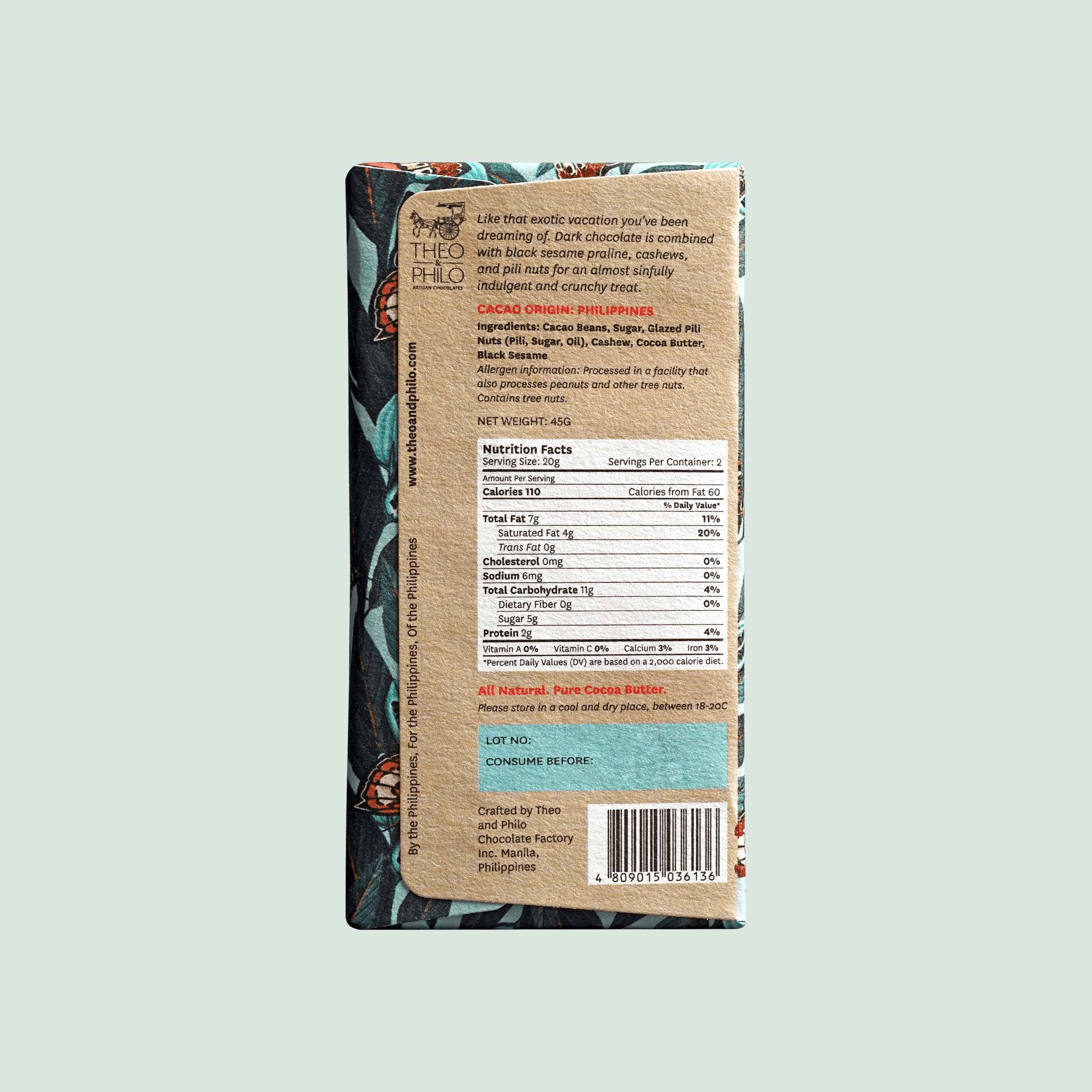 Bar & Cocoa Chocolate - Wholesale Chocolate Bar - Theo & Philo Dark Chocolate w/ Black Sesame 65%1