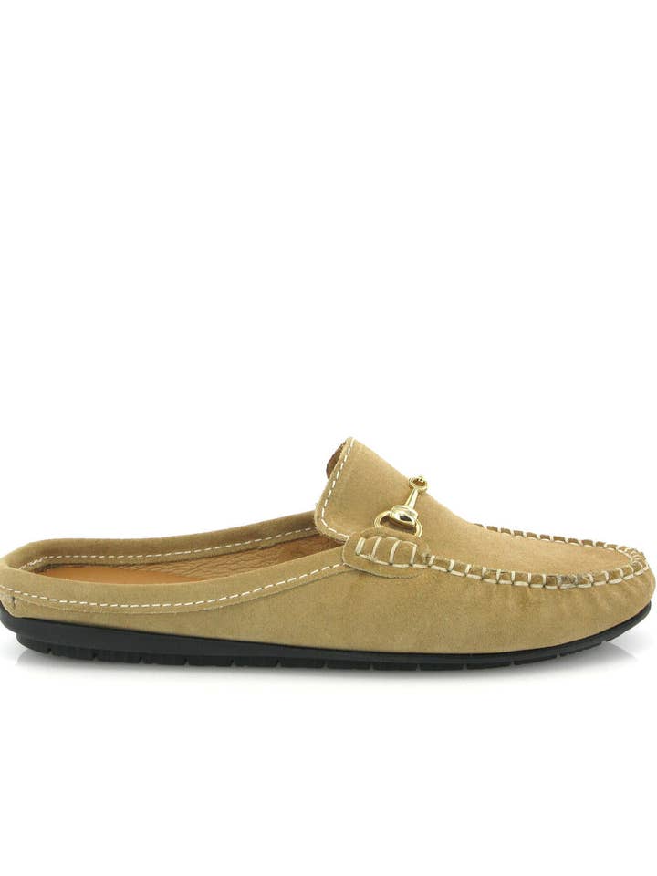 Fiji-Schnalle - beiges Veloursleder für den Großhandel von Atlanta Mocassin