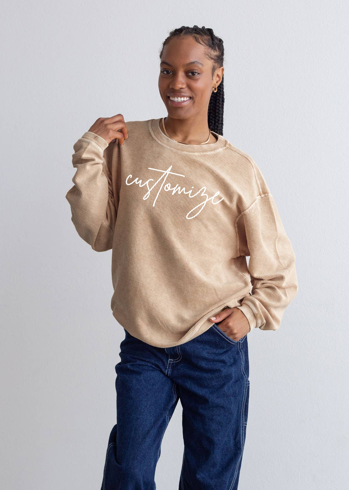 chicka-d - Venta al por mayor Sudadera estampada - Mujer - The Original Custom Graphic Corded Crew, escritura grande18