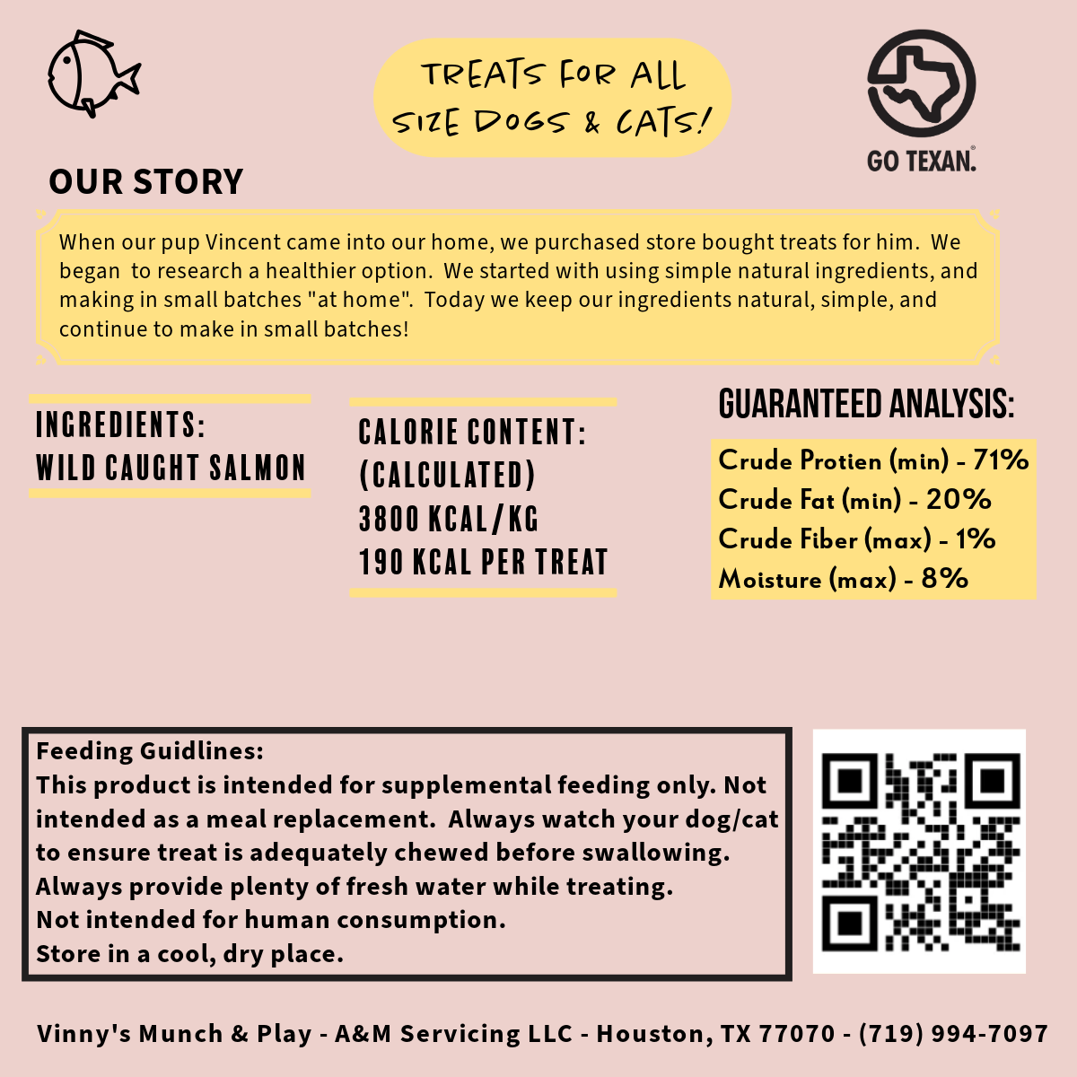 Vinny's Munch & Play - Wholesale Pet Treats - Dog - Salmon Dog & Cat Jerky  3