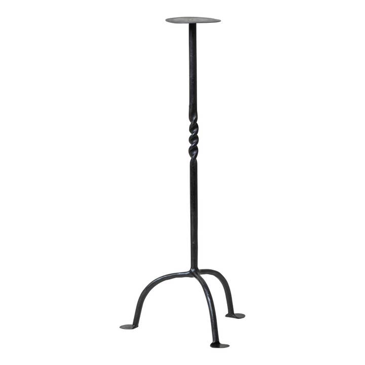 Irvin's Tinware - Wholesale Candle Holder - Twisted Wrought Iron 16-Inch Pillar Candle Holder