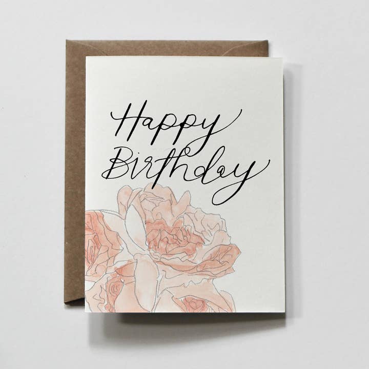 everglow handmade - Wholesale Birthday Card - Lovely Florals | Pink Floral Happy Birthday Greeting Card
