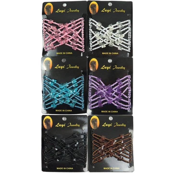 Cap Zone - Wholesale Hair Accessories Set - Women's - Butterfly Beaded Elastic Magic Comb Clip Hair Claw