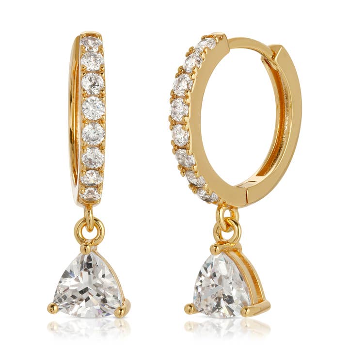 Créoles Lucy Huggie en ZC blanc pour la vente par Leeada Jewelry