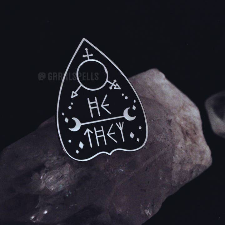 GRRRL Spells - Wholesale Lapel Pin/Button - Original Pronoun Planchette Pin9