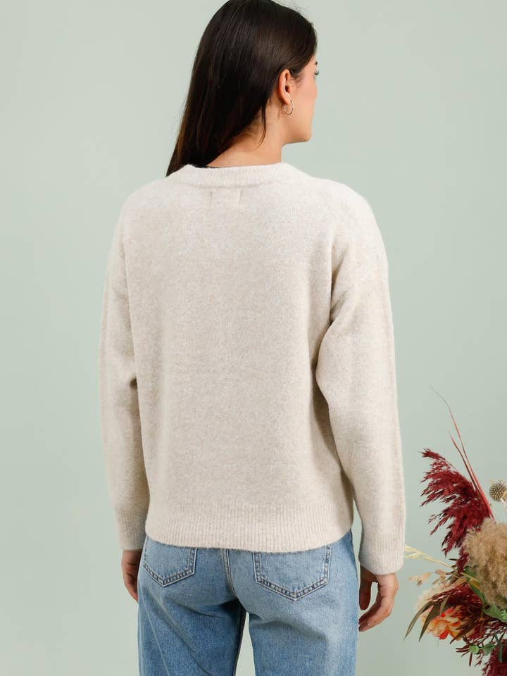 MOOYA - Wholesale Cardigan - Women's - Plain knit cardigan with rhinestone detail - SCF0151