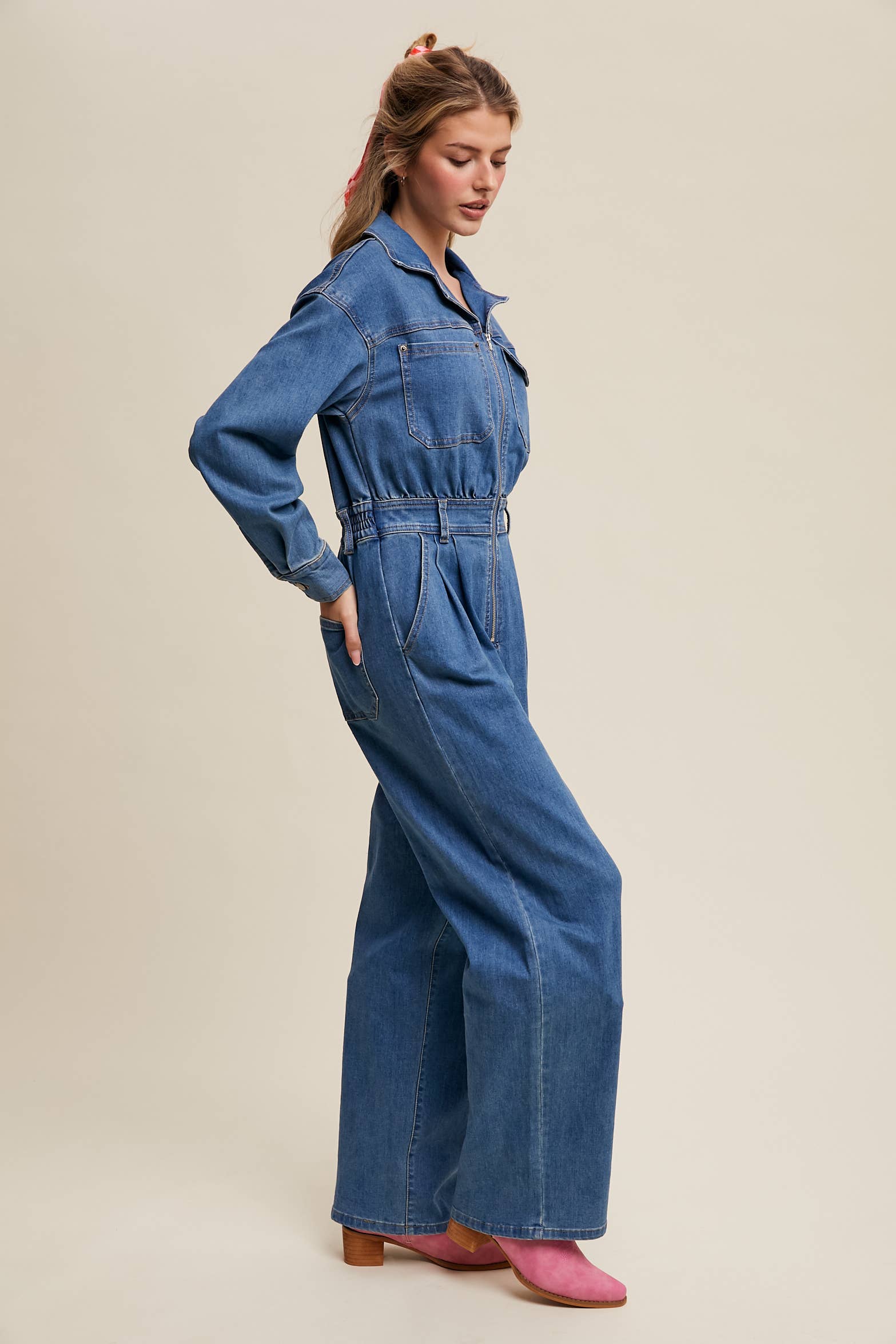 Denim Utility Jumpsuit for wholesale on Faire6