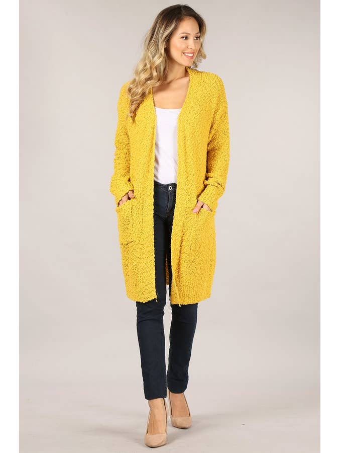 Oceanus Apparel – Großhandel Strickjacke – Damen – OUG80160 Cardigan-Pullover aus massivem Popcorn mit Verzierung17
