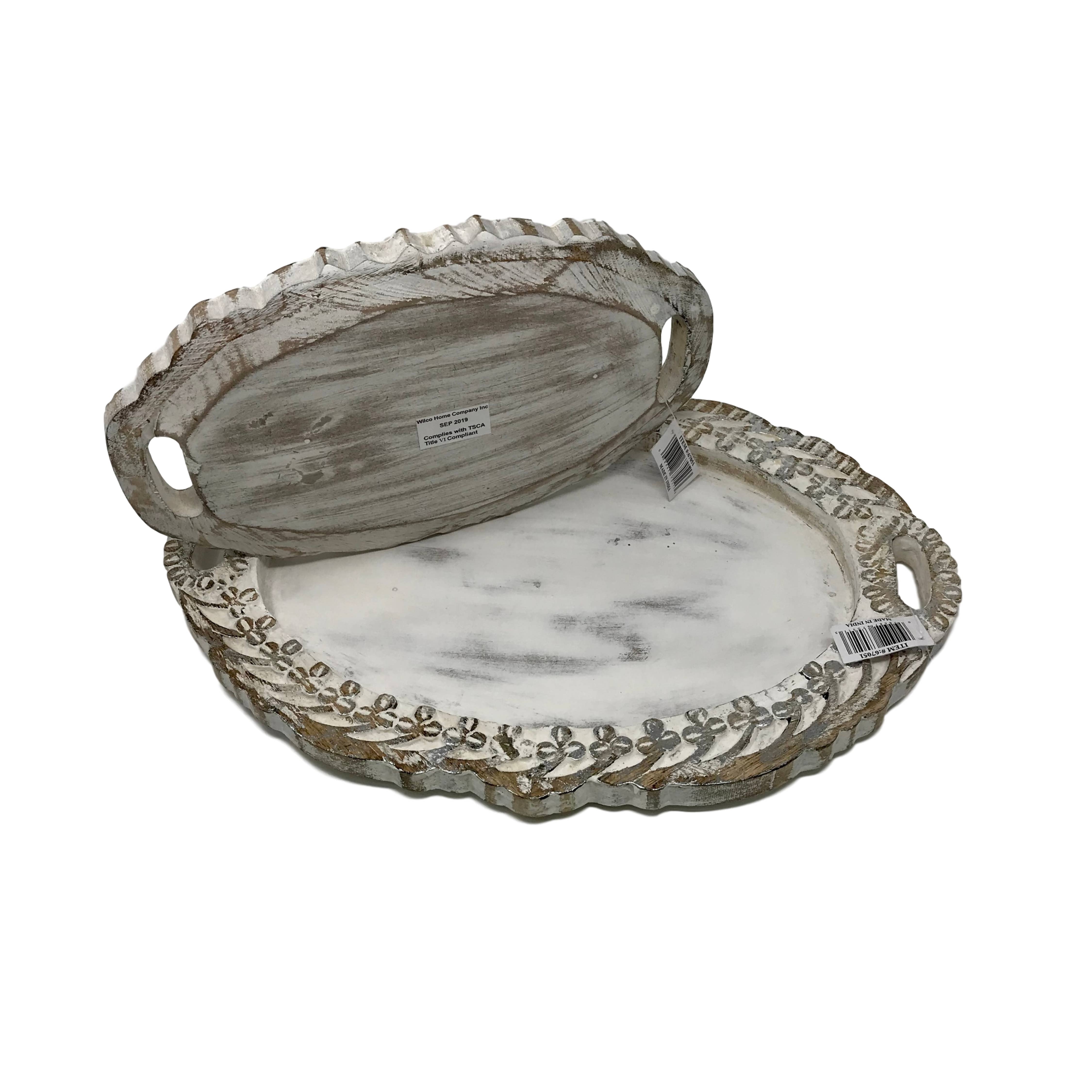 Wilco Home – Engroshandel Pyntebakke – Sæt med 2 håndskårne træ LOUIS XIV Vanity Bakker4