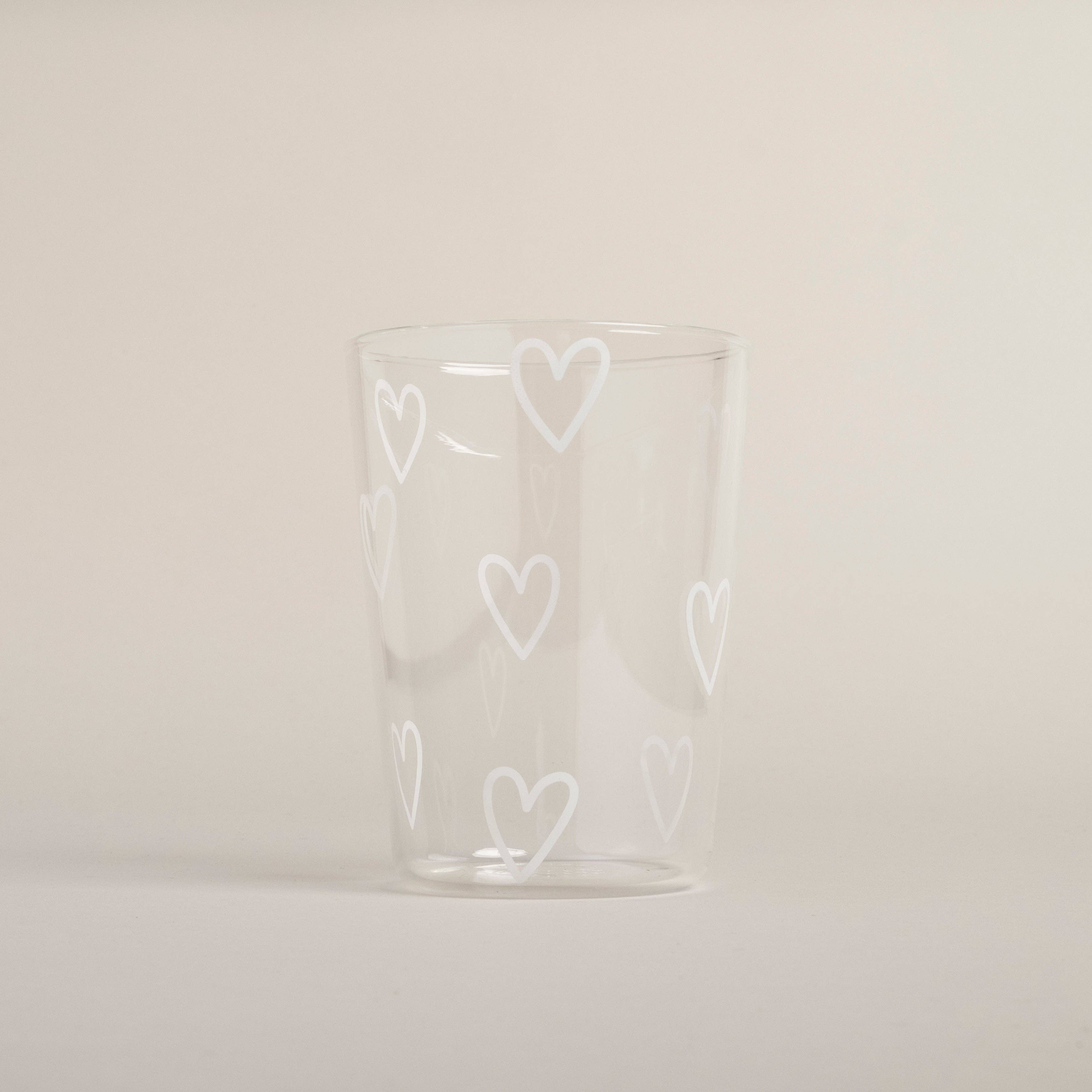 Eulenschnitt - Wholesale Drinking Glass/Cup - Drinking glass hearts white (VE = 6 pcs)3
